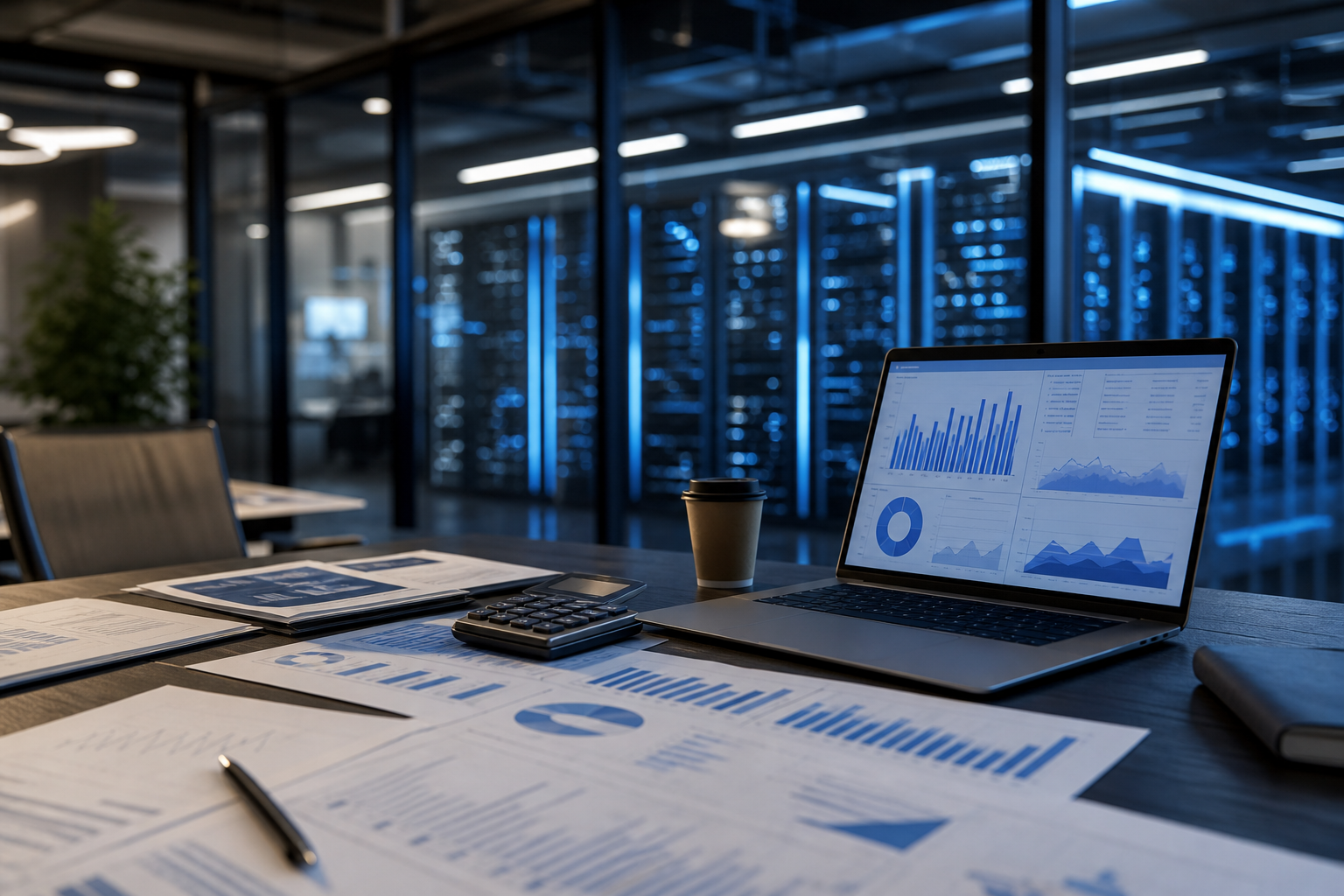 A self-created photorealistic editorial scene of analysts reviewing Snowflake Q1 fiscal 2027 financials