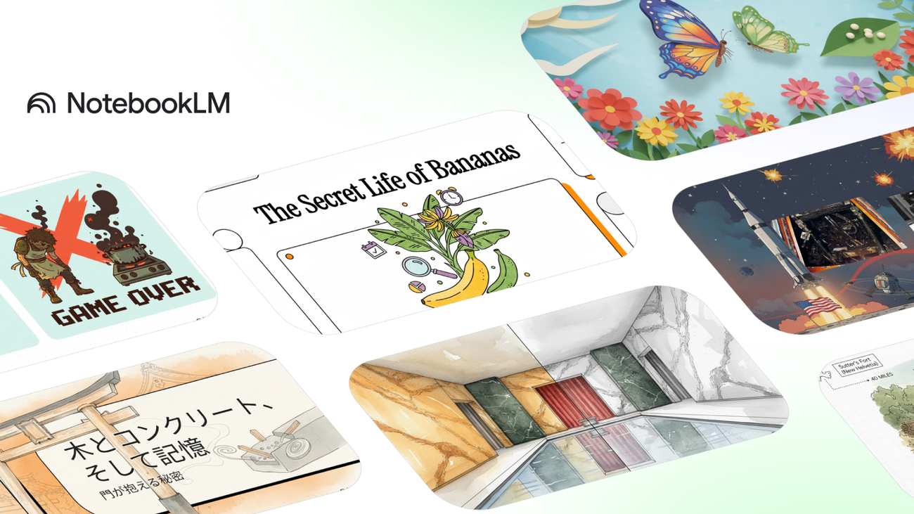 Google's official image introducing NotebookLM Video Overviews and Nano Banana