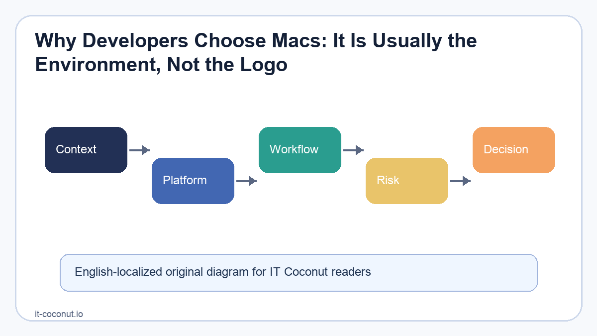 An illustration of a Mac terminal workflow where code moves from a laptop into containers and Linux servers