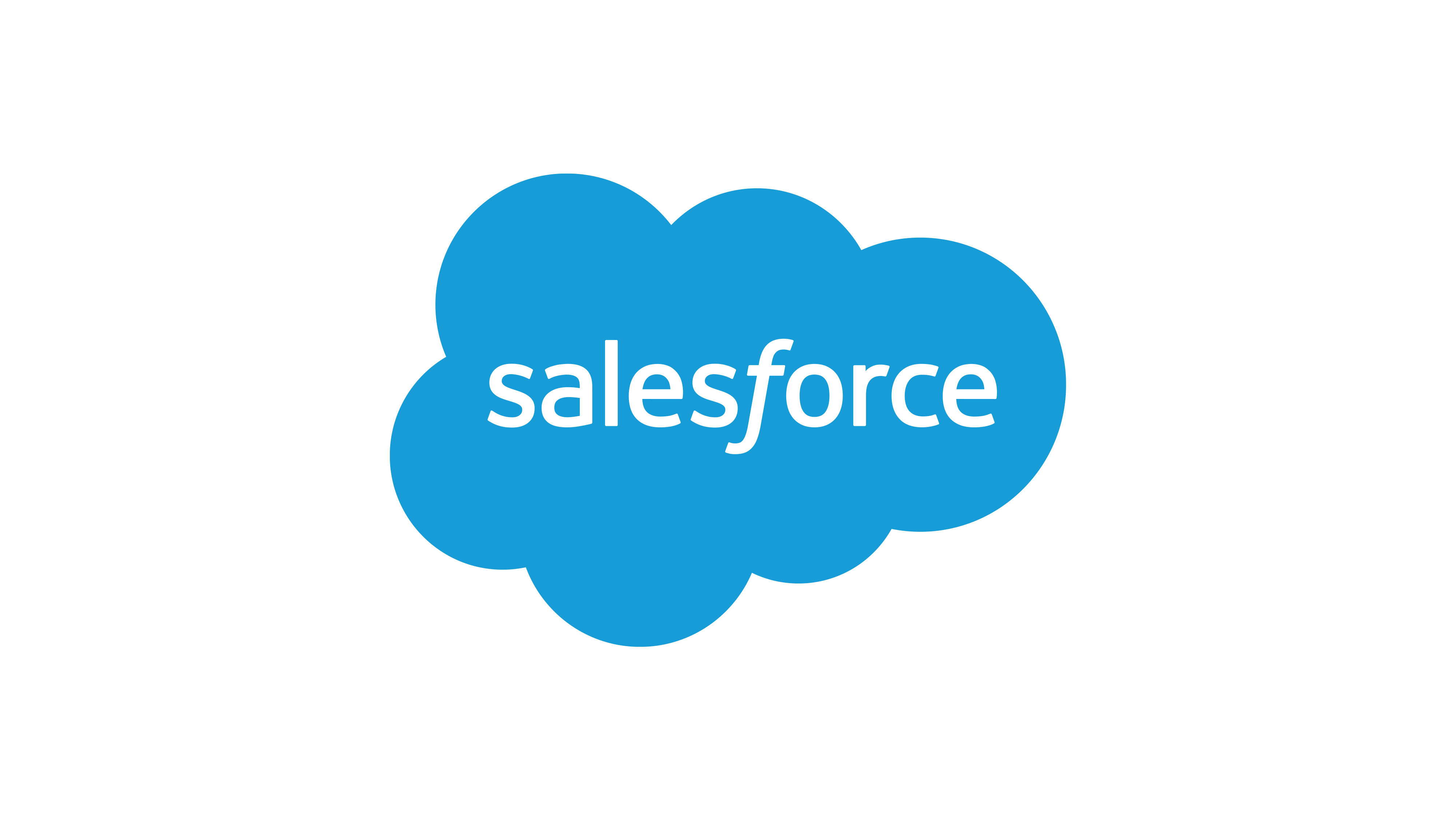 파란 구름 안에 salesforce 글자가 있는 Salesforce 공식 로고